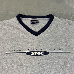 Vintage Saint Mary's College Shirt Mens XL Gray NCAA College Made USA V Neck 90s